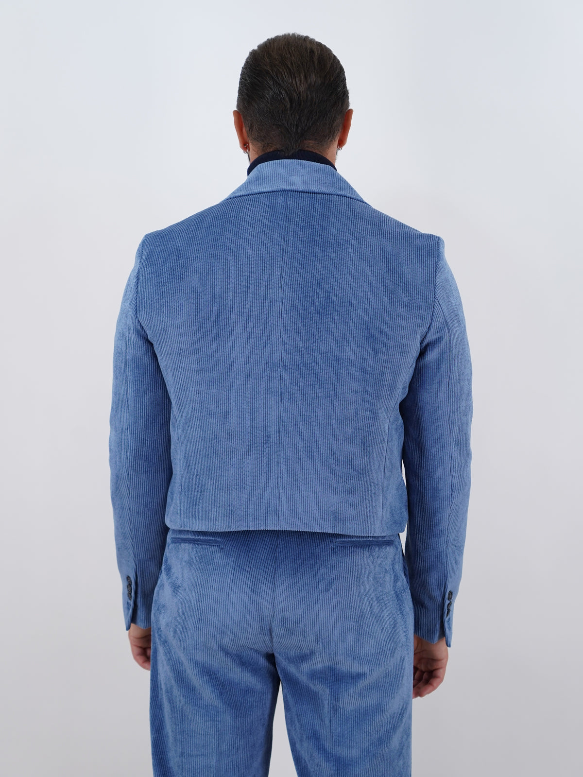 Giacca Cropped Doppiopetto in Velluto - Linea Extensive | Azzurro