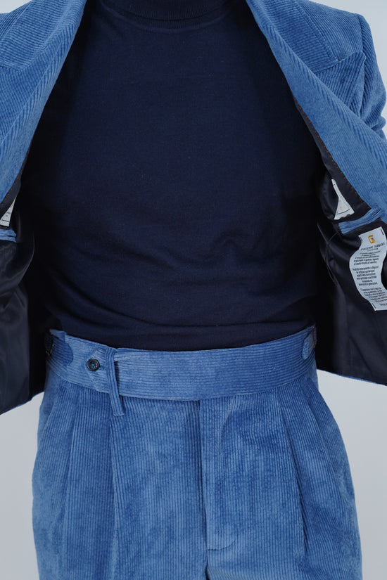 Giacca Cropped Doppiopetto in Velluto - Linea Extensive | Azzurro