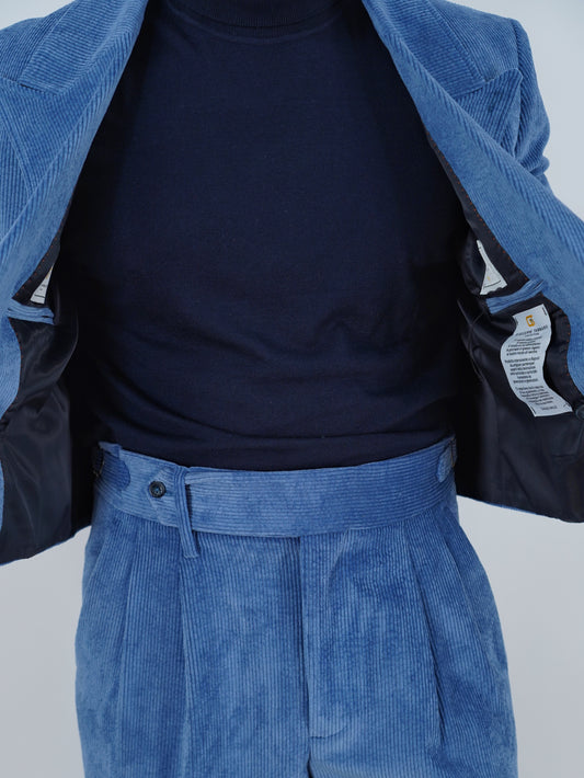 Giacca Cropped Doppiopetto in Velluto - Linea Extensive | Azzurro