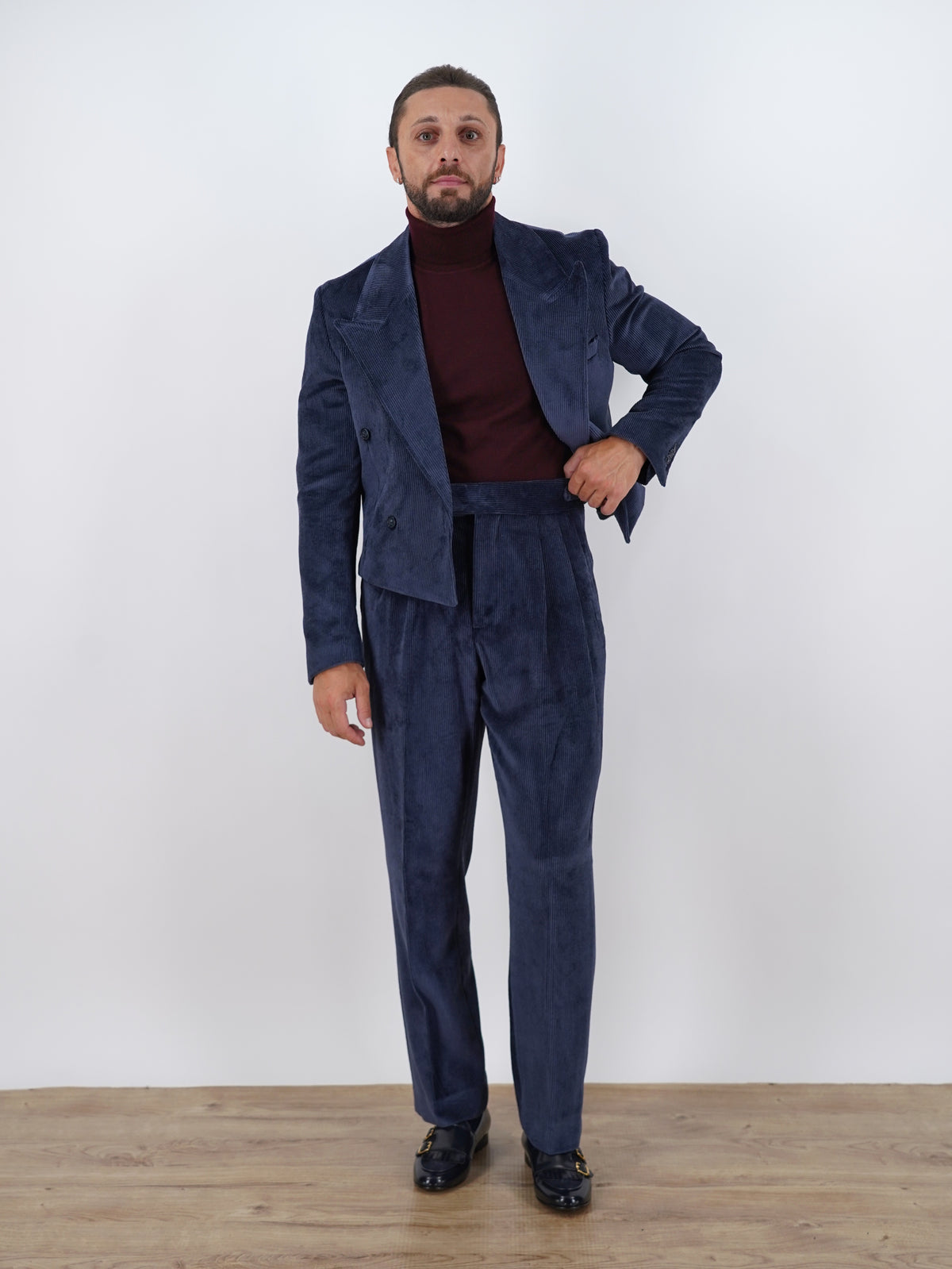 Giacca Cropped Doppiopetto in Velluto - Linea Extensive | Blu Inchiostro