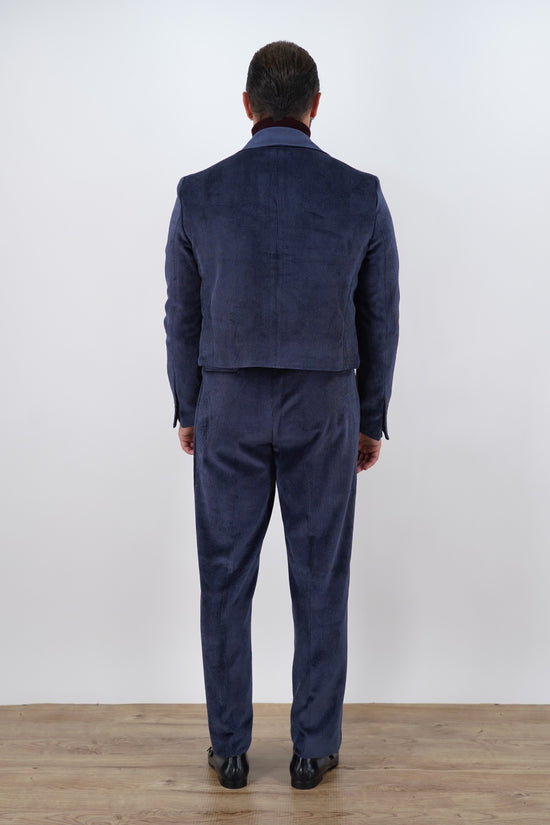 Giacca Cropped Doppiopetto in Velluto - Linea Extensive | Blu Inchiostro