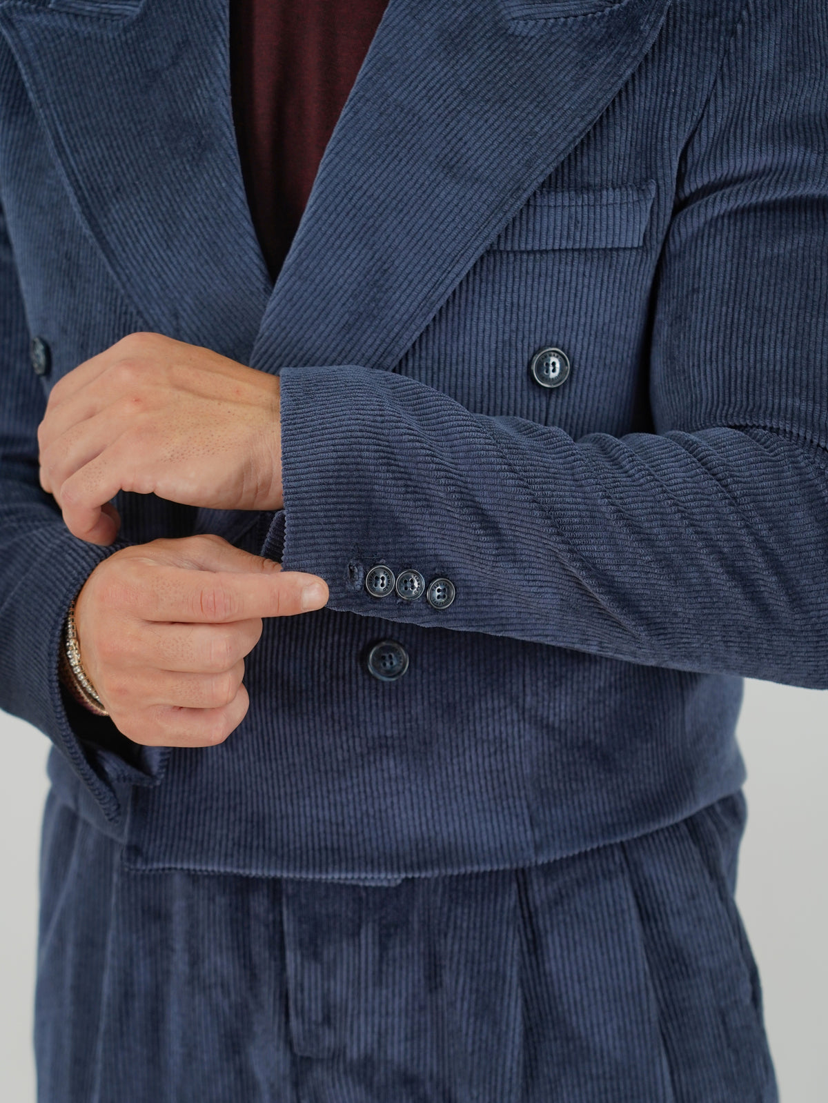 Giacca Cropped Doppiopetto in Velluto - Linea Extensive | Blu Inchiostro