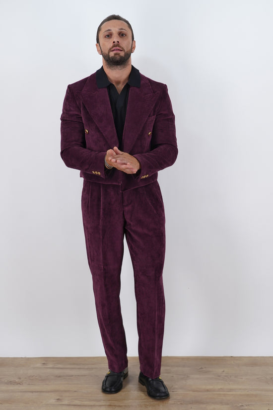 Giacca Cropped Doppiopetto in Velluto - Linea Extensive | Bordeaux