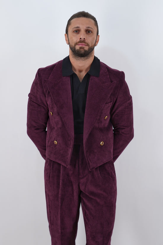 Giacca Cropped Doppiopetto in Velluto - Linea Extensive | Bordeaux