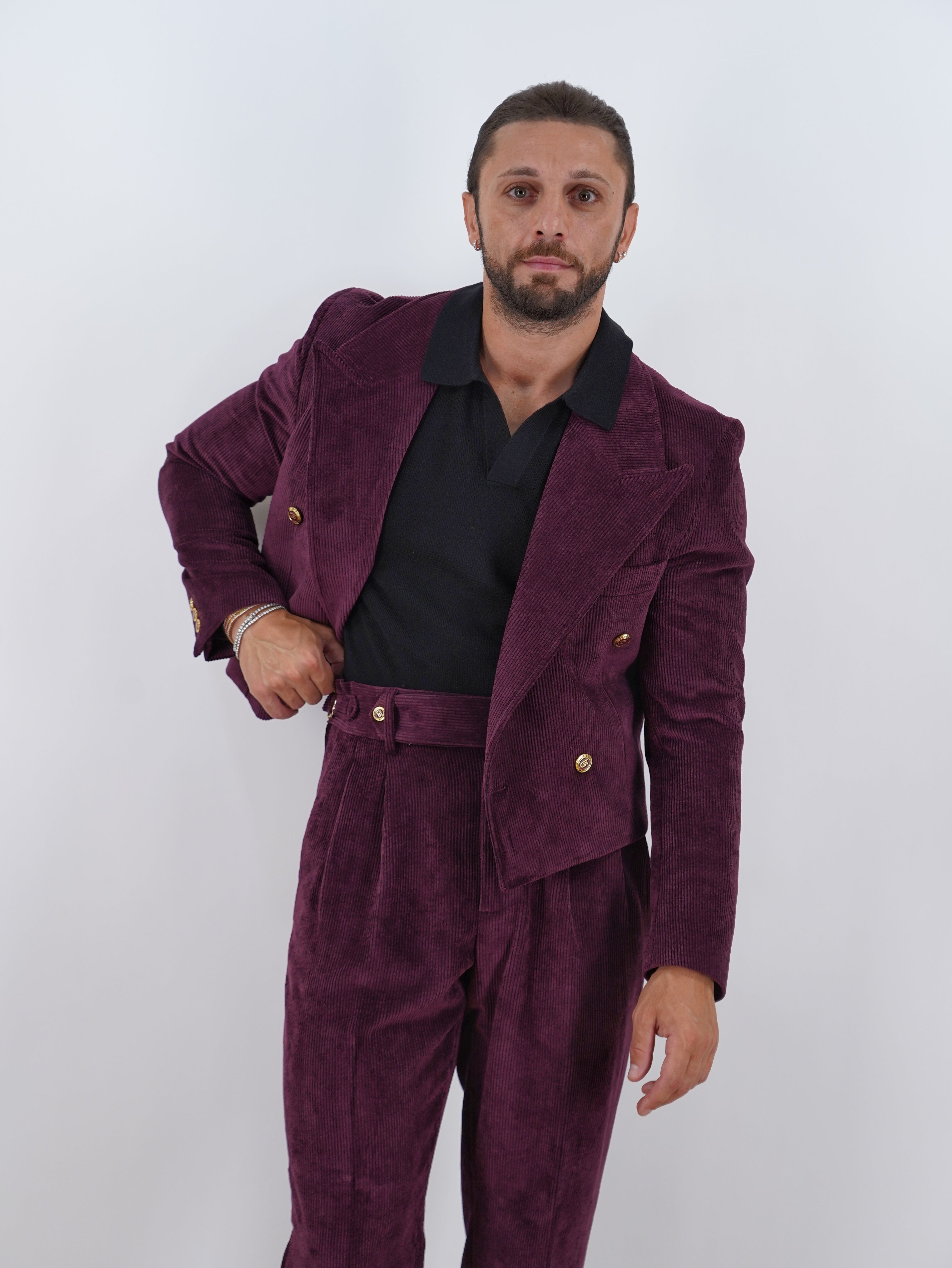 Giacca Cropped Doppiopetto in Velluto a Coste - Linea Extensive | Bordeaux