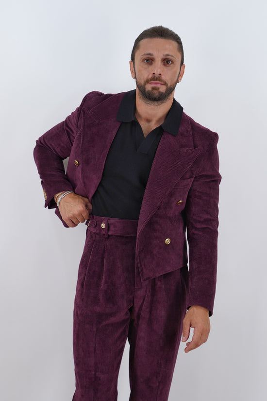 Giacca Cropped Doppiopetto in Velluto - Linea Extensive | Bordeaux