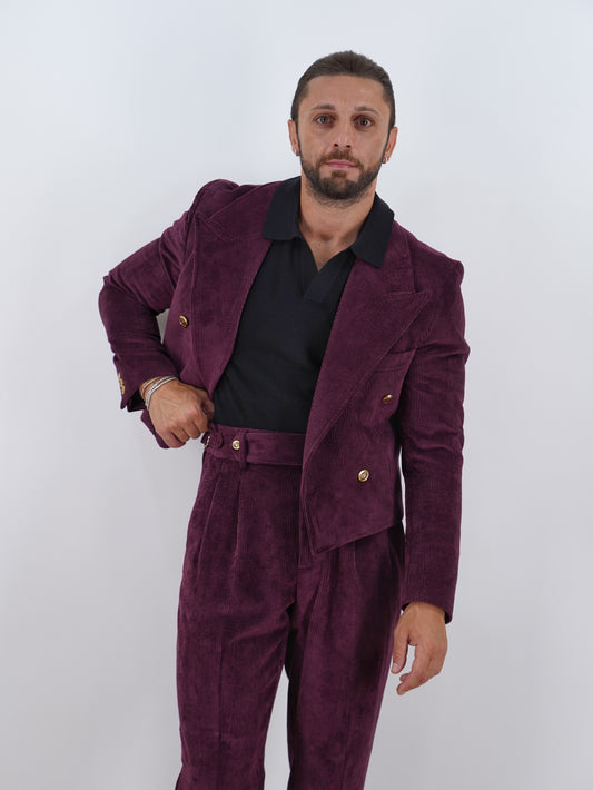 Giacca Cropped Doppiopetto in Velluto - Linea Extensive | Bordeaux