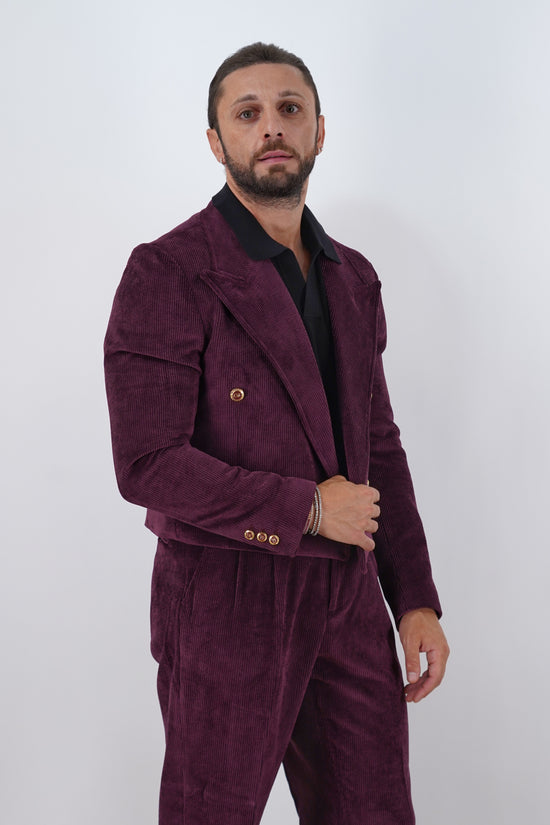 Giacca Cropped Doppiopetto in Velluto - Linea Extensive | Bordeaux