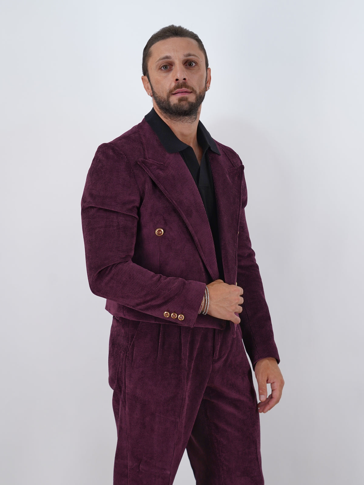 Giacca Cropped Doppiopetto in Velluto - Linea Extensive | Bordeaux