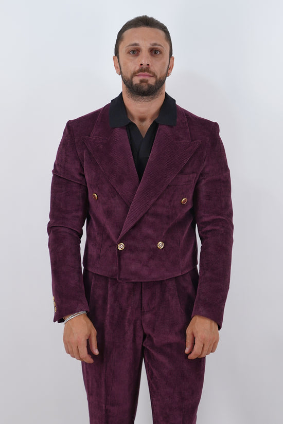 Giacca Cropped Doppiopetto in Velluto - Linea Extensive | Bordeaux