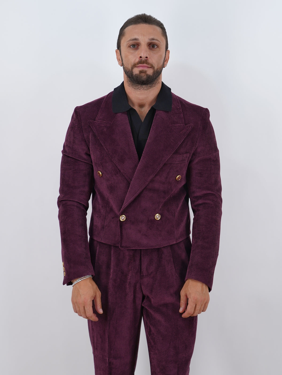 Giacca Cropped Doppiopetto in Velluto - Linea Extensive | Bordeaux