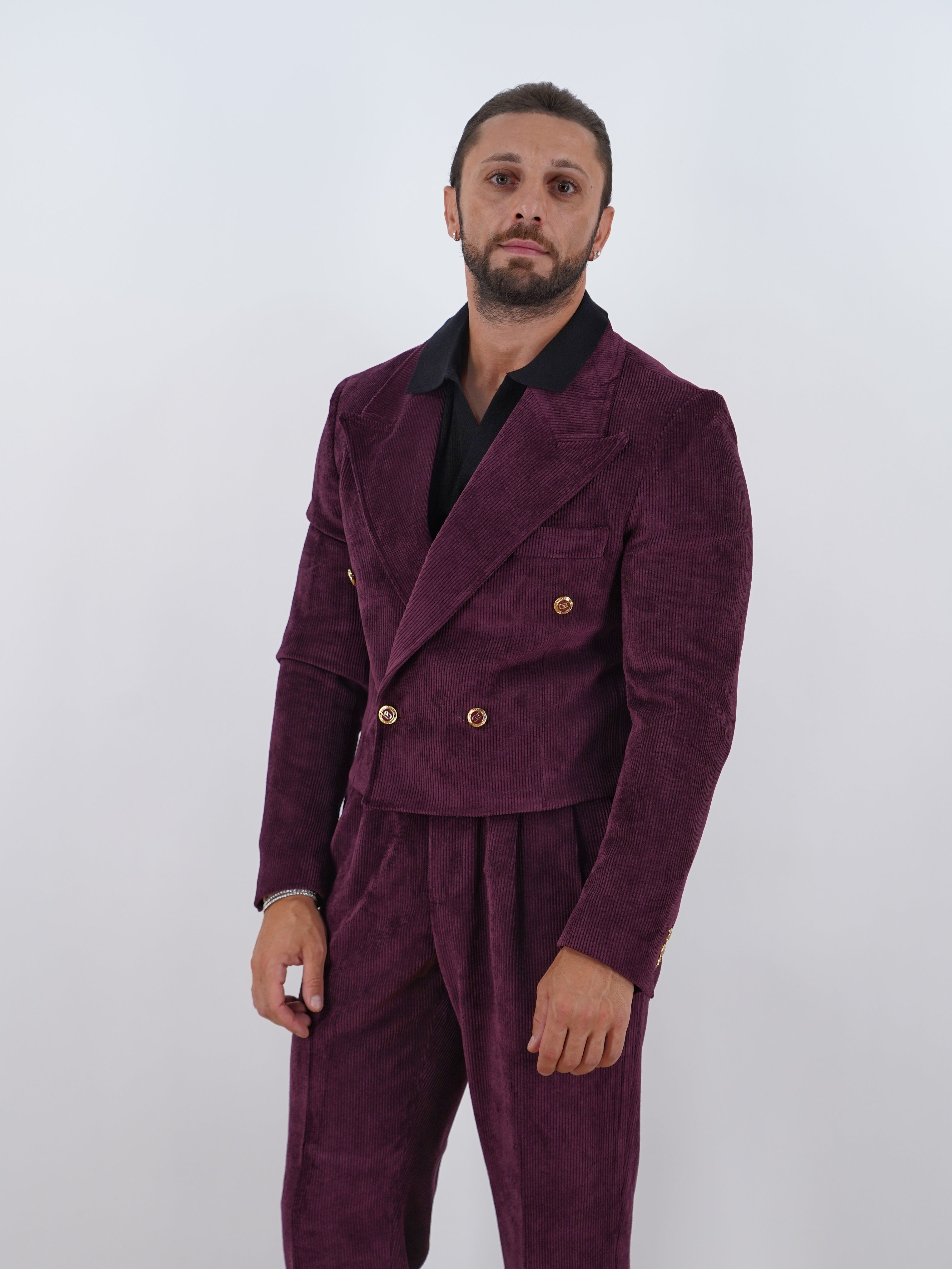Giacca Cropped Doppiopetto in Velluto a Coste - Linea Extensive | Bordeaux