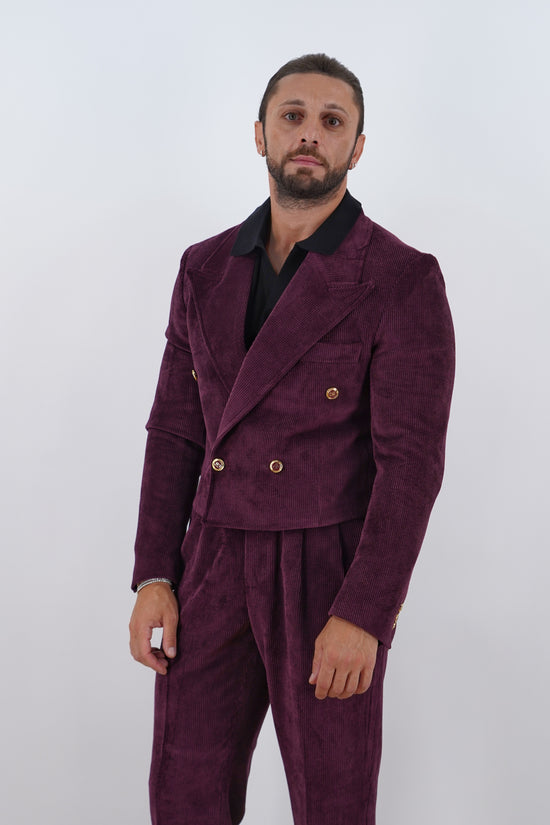 Giacca Cropped Doppiopetto in Velluto - Linea Extensive | Bordeaux