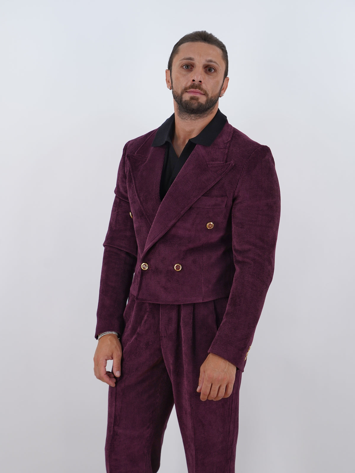 Giacca Cropped Doppiopetto in Velluto - Linea Extensive | Bordeaux