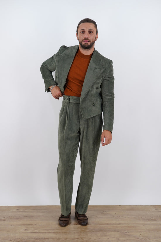 Giacca Cropped Doppiopetto in Velluto - Linea Extensive | Verde