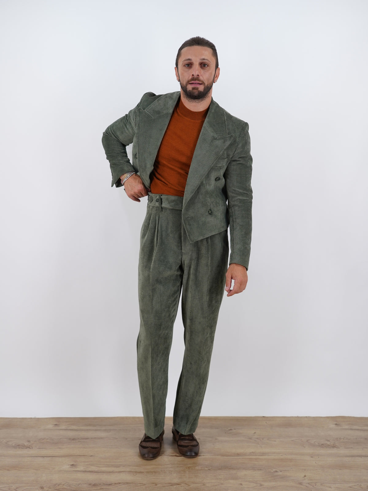 Giacca Cropped Doppiopetto in Velluto - Linea Extensive | Verde