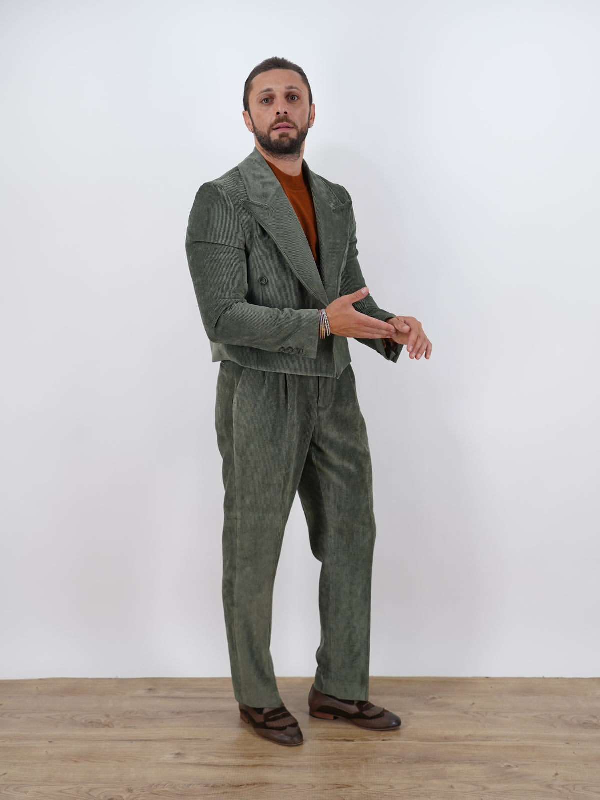 Giacca Cropped Doppiopetto in Velluto - Linea Extensive | Verde