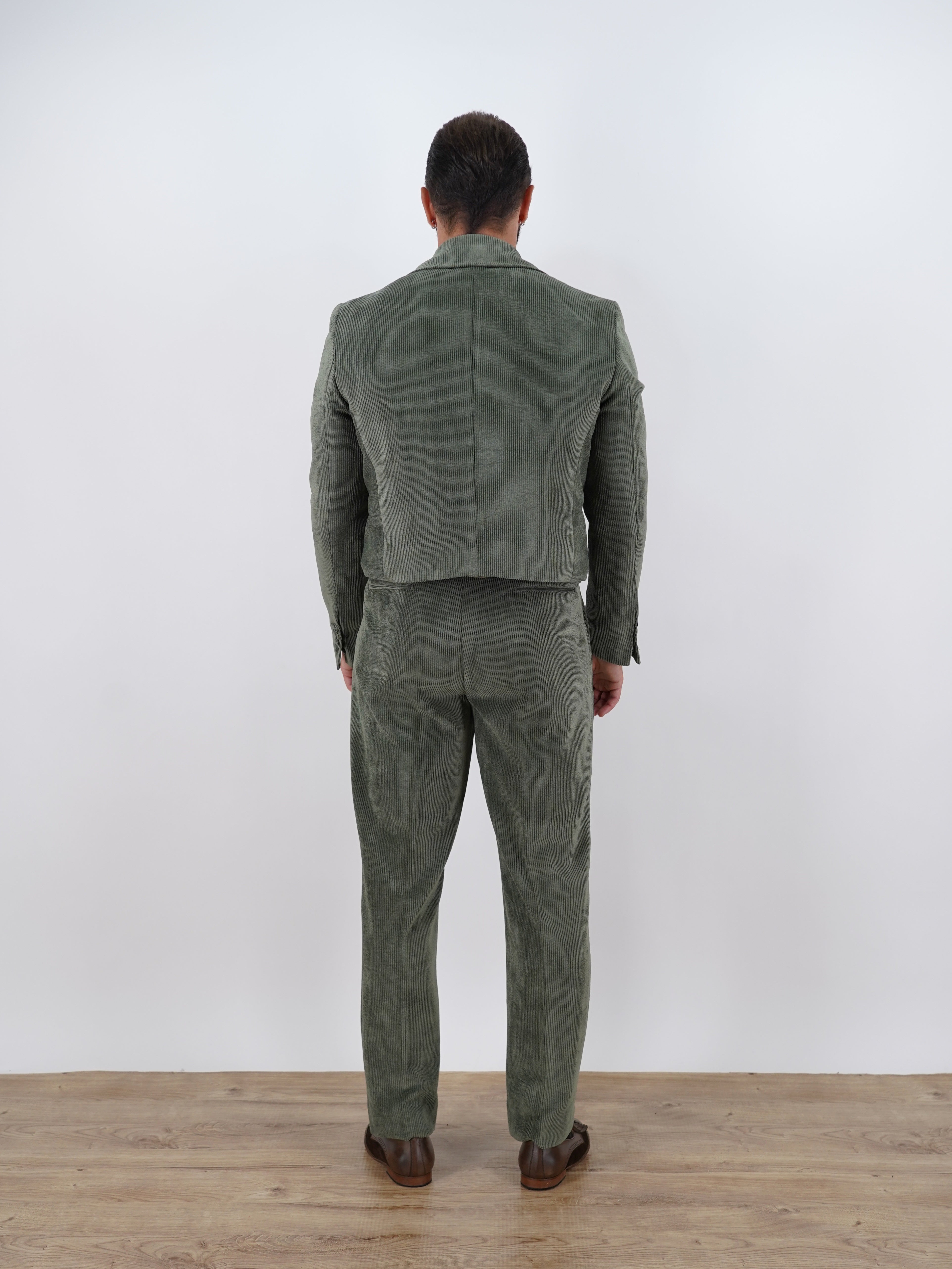Giacca Cropped Doppiopetto in Velluto a Coste - Linea Extensive | Verde
