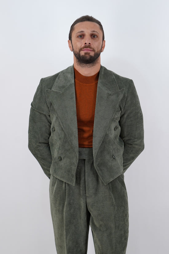 Giacca Cropped Doppiopetto in Velluto - Linea Extensive | Verde