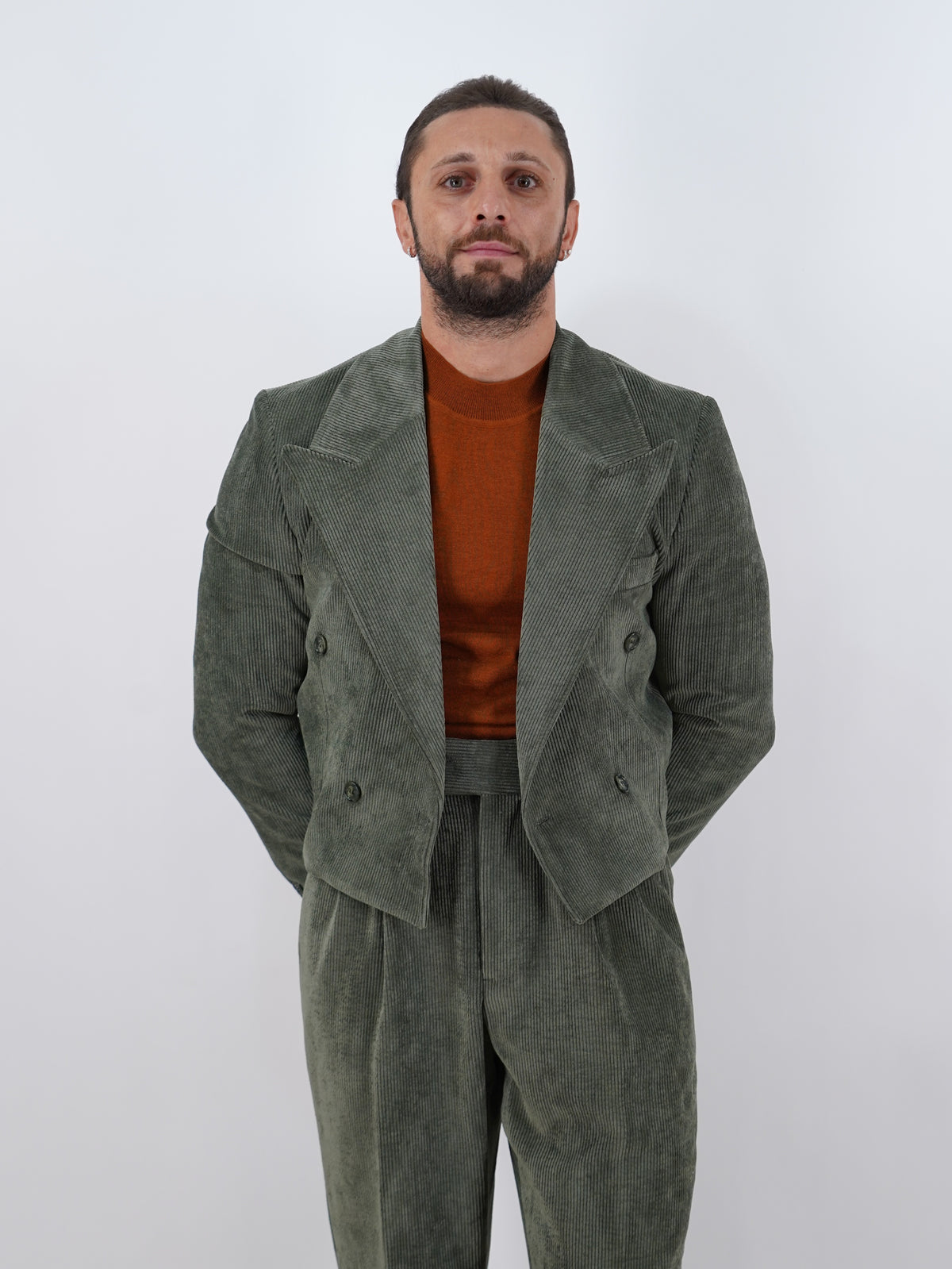Giacca Cropped Doppiopetto in Velluto - Linea Extensive | Verde