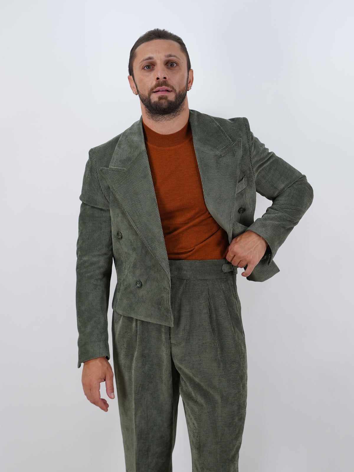 Giacca Cropped Doppiopetto in Velluto - Linea Extensive | Verde