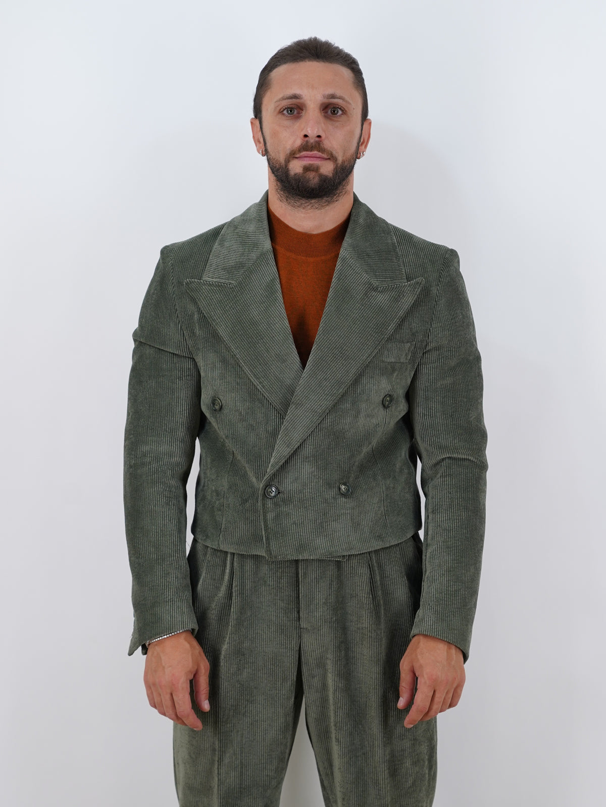 Giacca Cropped Doppiopetto in Velluto - Linea Extensive | Verde