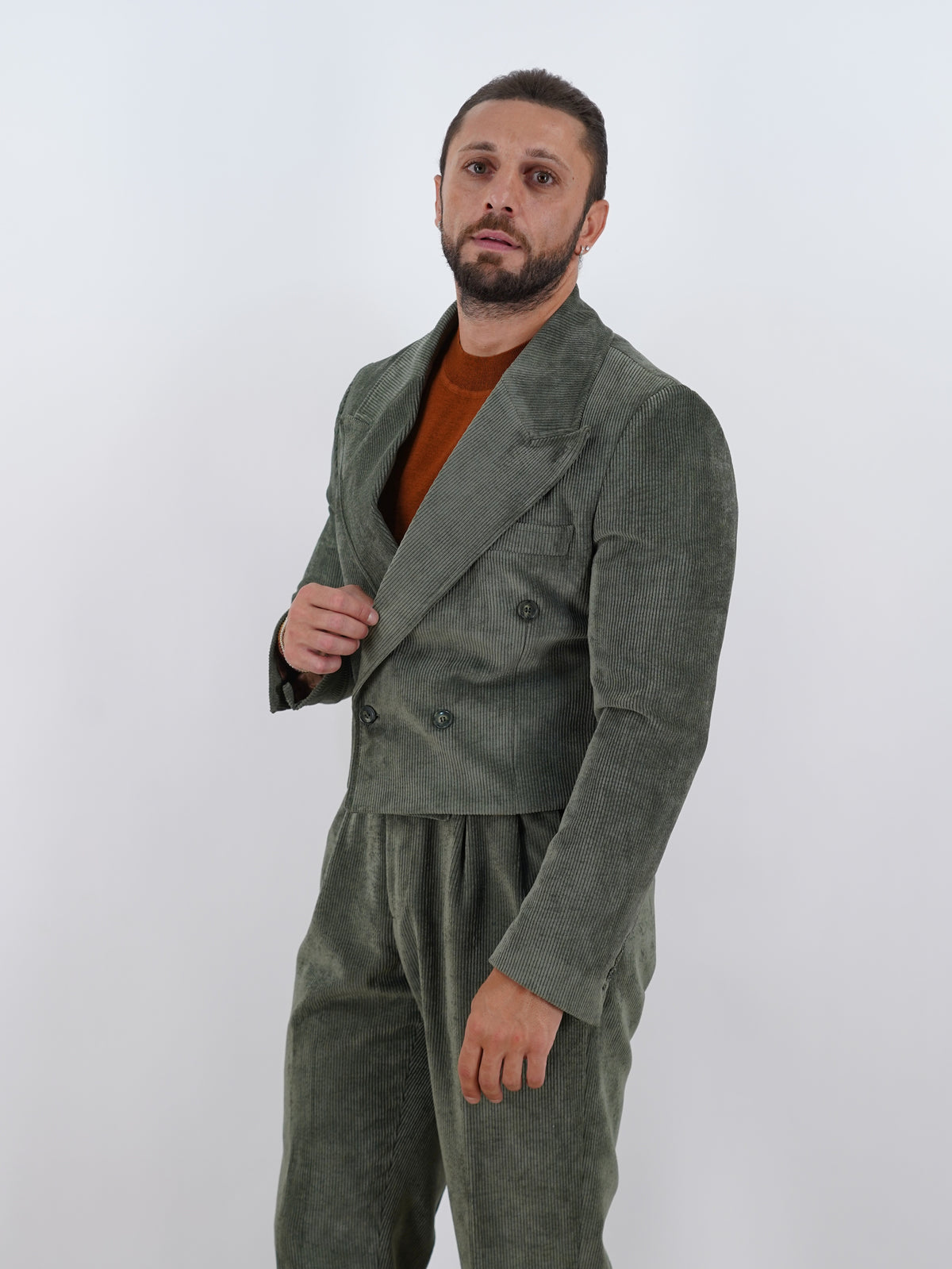 Giacca Cropped Doppiopetto in Velluto - Linea Extensive | Verde