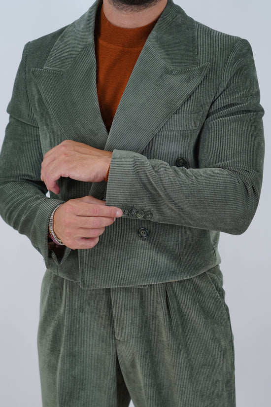Giacca Cropped Doppiopetto in Velluto - Linea Extensive | Verde