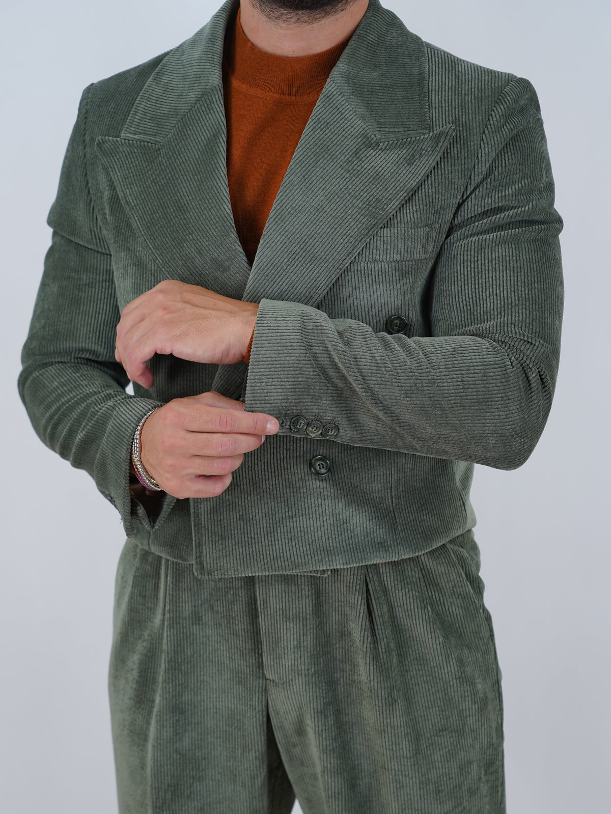 Giacca Cropped Doppiopetto in Velluto - Linea Extensive | Verde