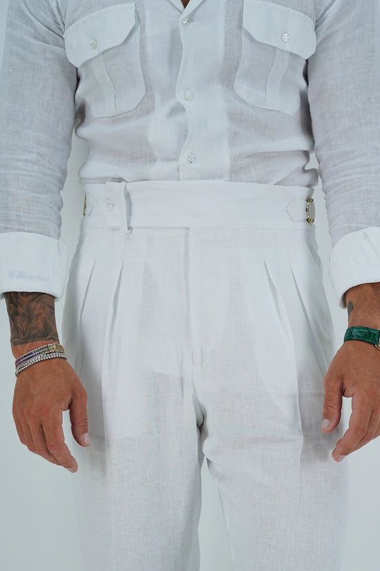 Gurkha Heritage 1 bottone in lino - Fondo 22/25cm | Doppia Fibbia Regolabile | Bianco