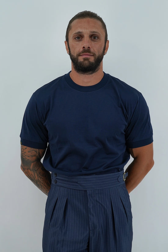 T-Shirt in Filo di Scozia | Girocollo| Blu