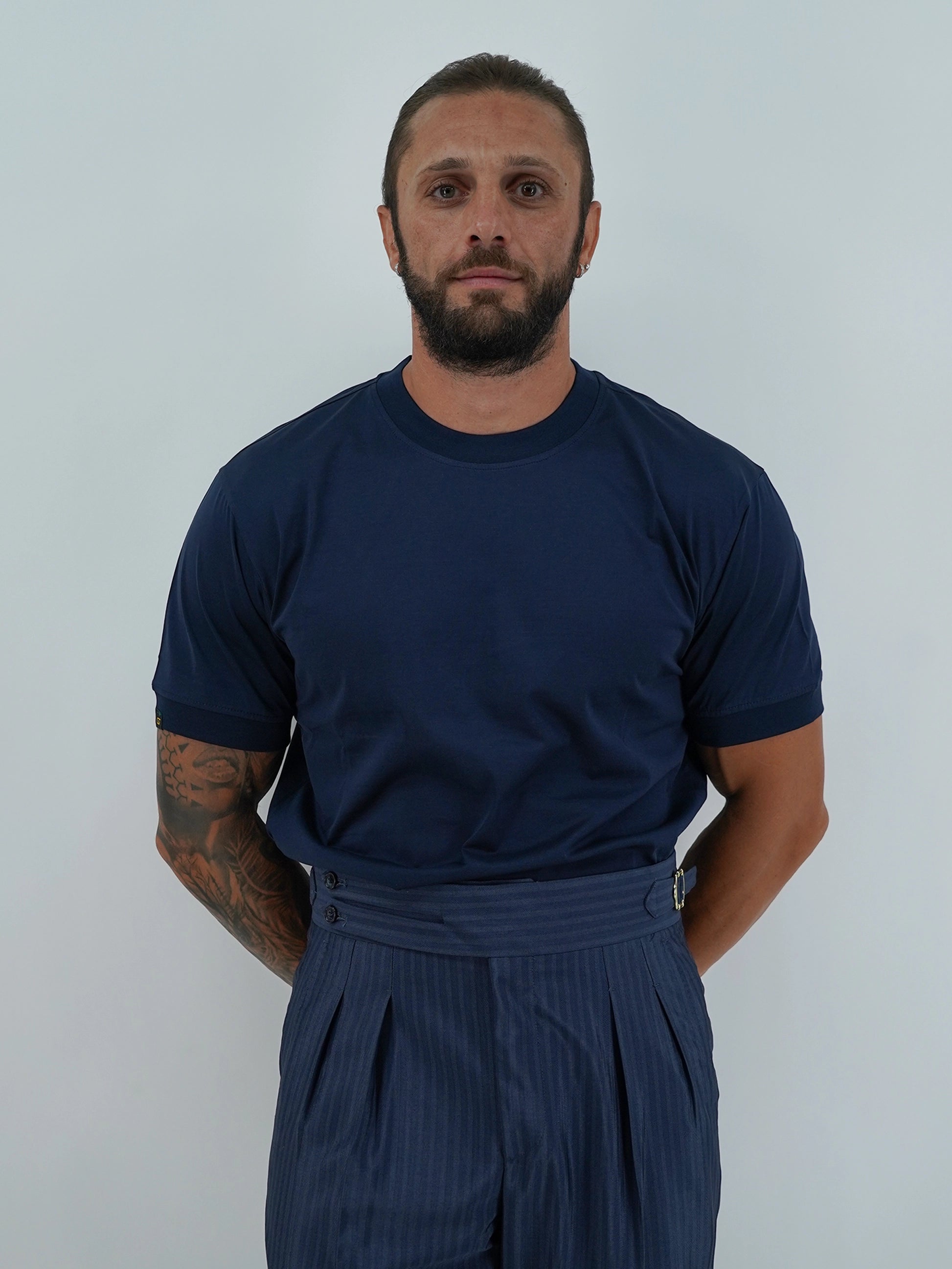 T-Shirt in Filo di Scozia | Girocollo| Blu