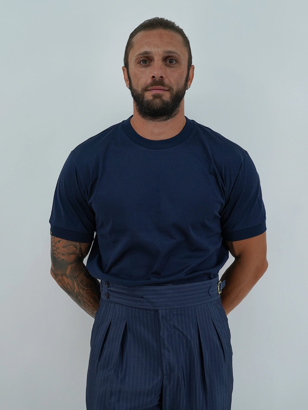 T-Shirt in Filo di Scozia | Girocollo| Blu