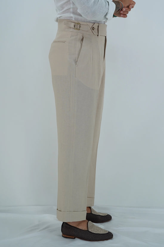 Gurkha Heritage 1 bottone in lino - Fondo 22/25cm | Doppia Fibbia Regolabile | Beige