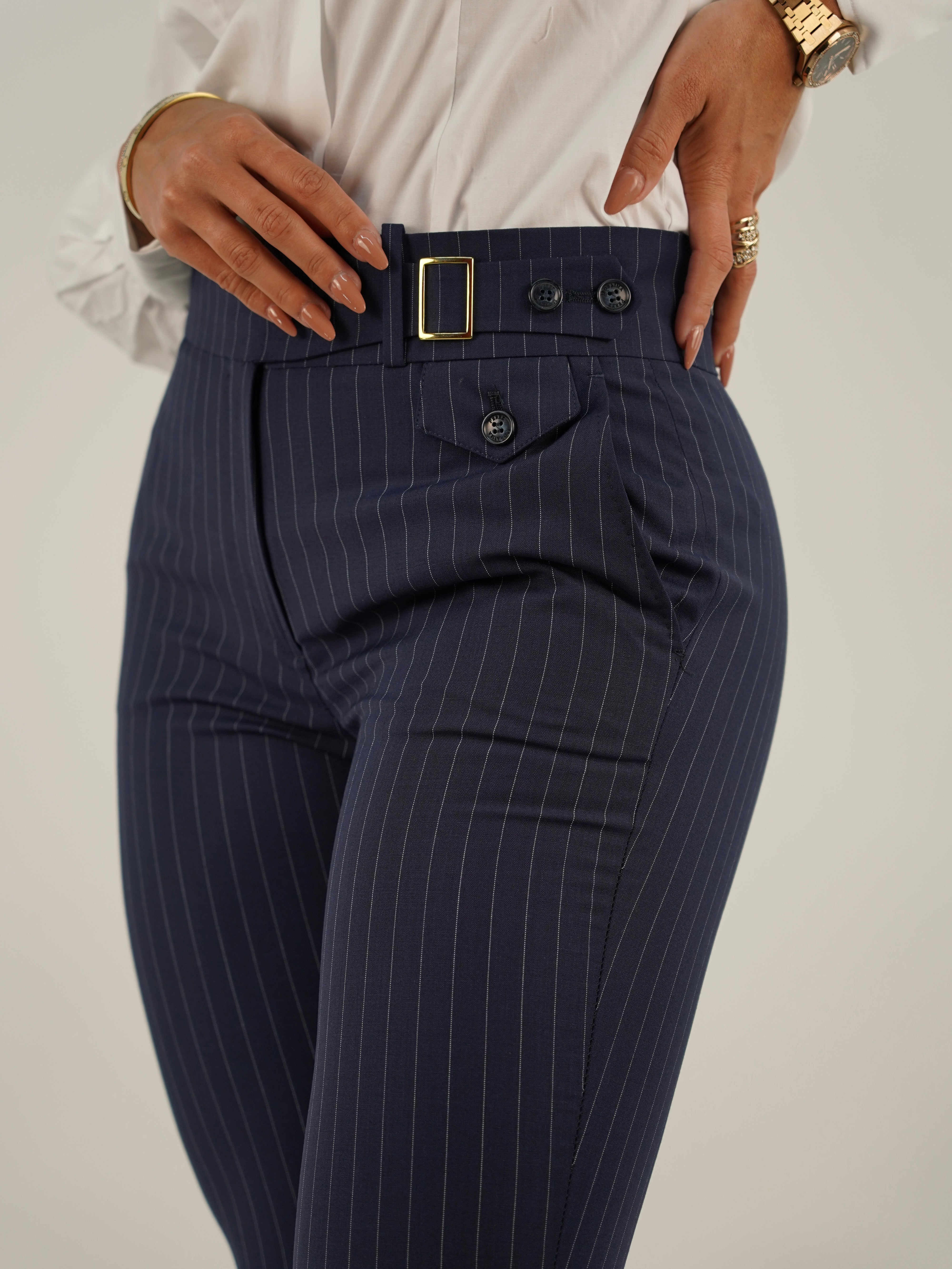Tailleur doppiopetto blu gessato