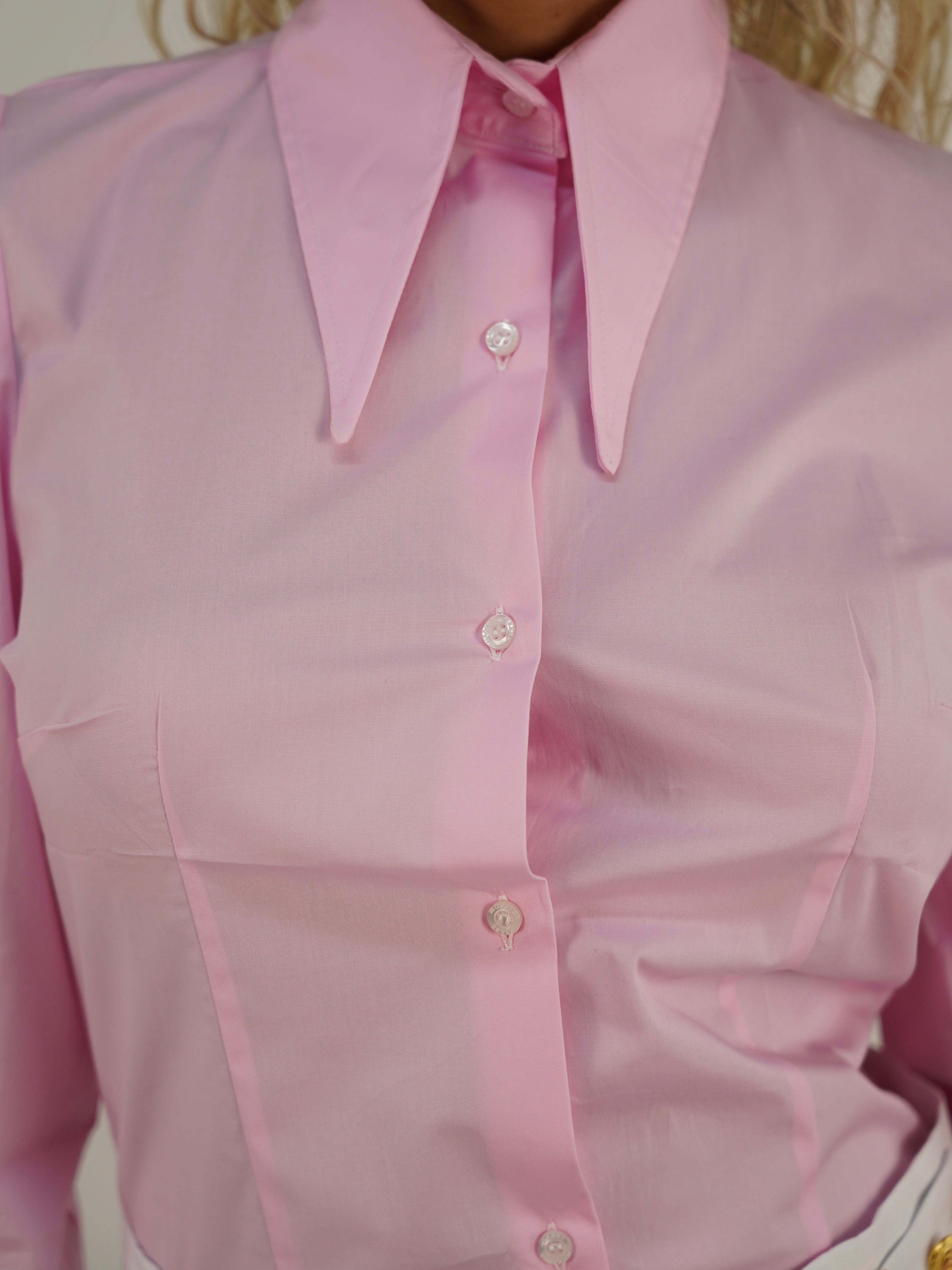 Camicia Mory collo a vela in cotone rosa