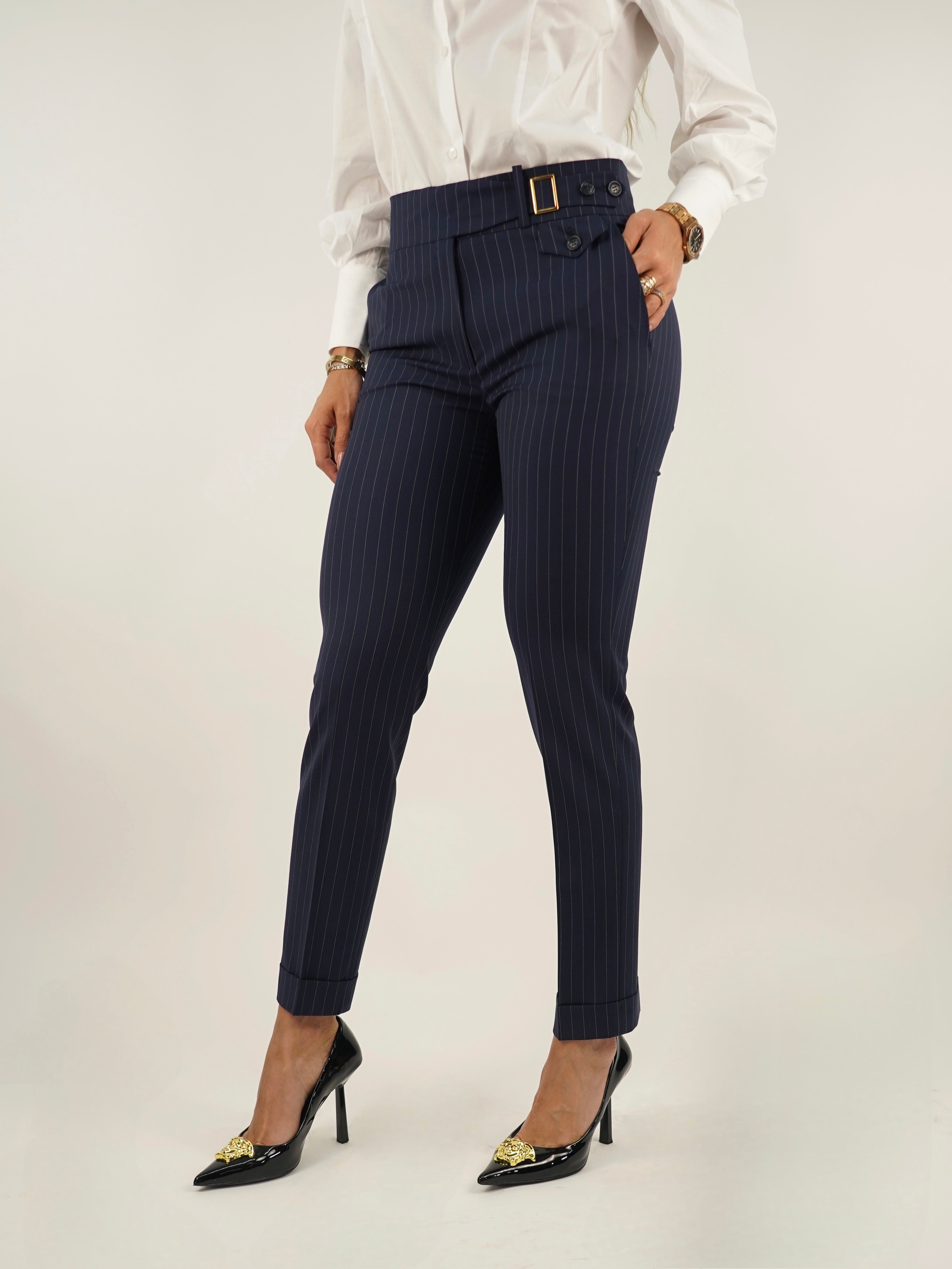 Tailleur doppiopetto blu gessato