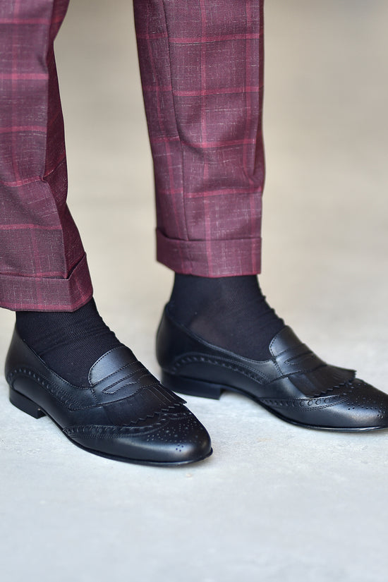 Mocassino inglese Nero con Frange