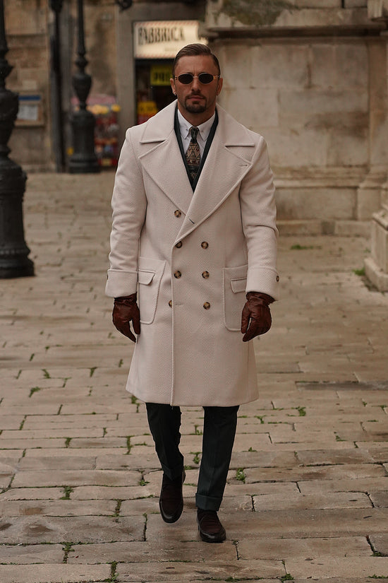 Cappotto Chesterfield Spigato Panna