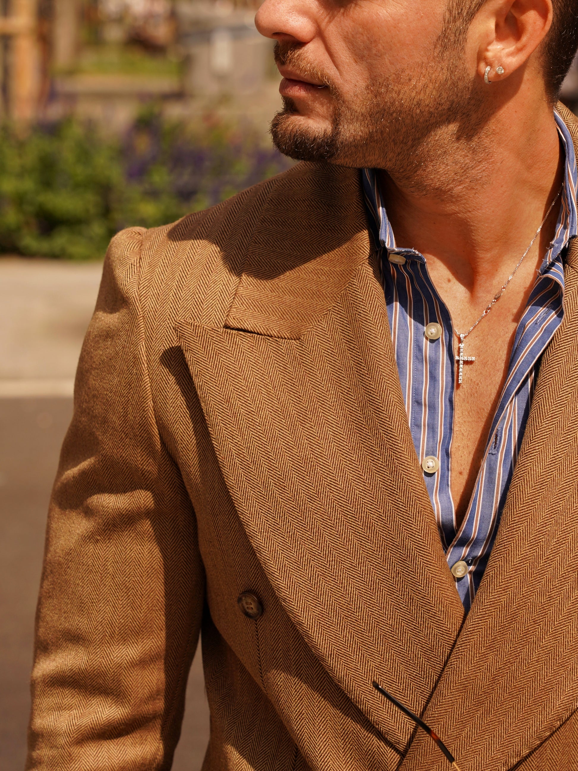 Abito Extensive doppiopetto petto a lancia spigato marrone