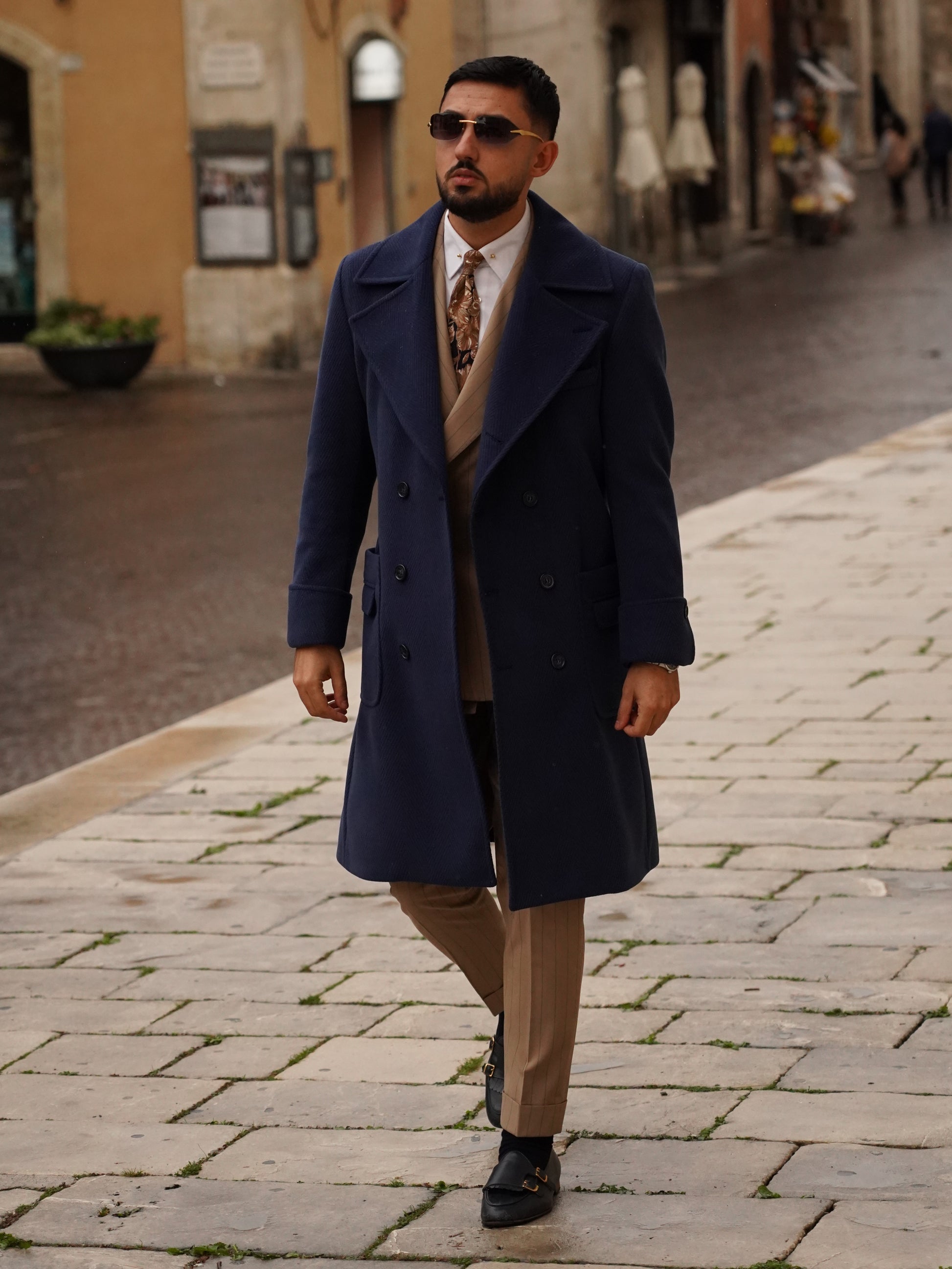 Cappotto Chesterfield Spigato Zaffiro