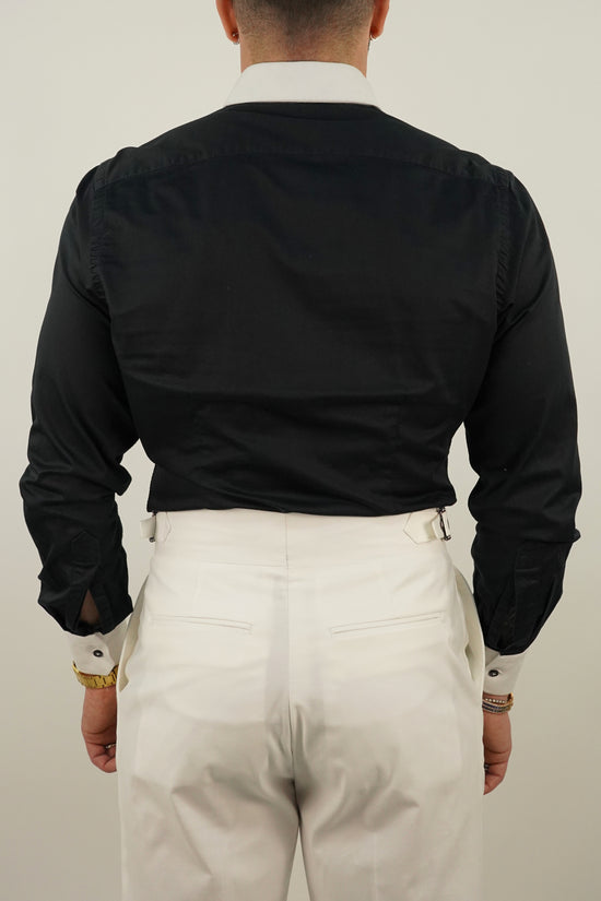 Camicia collo a vela fondo nero