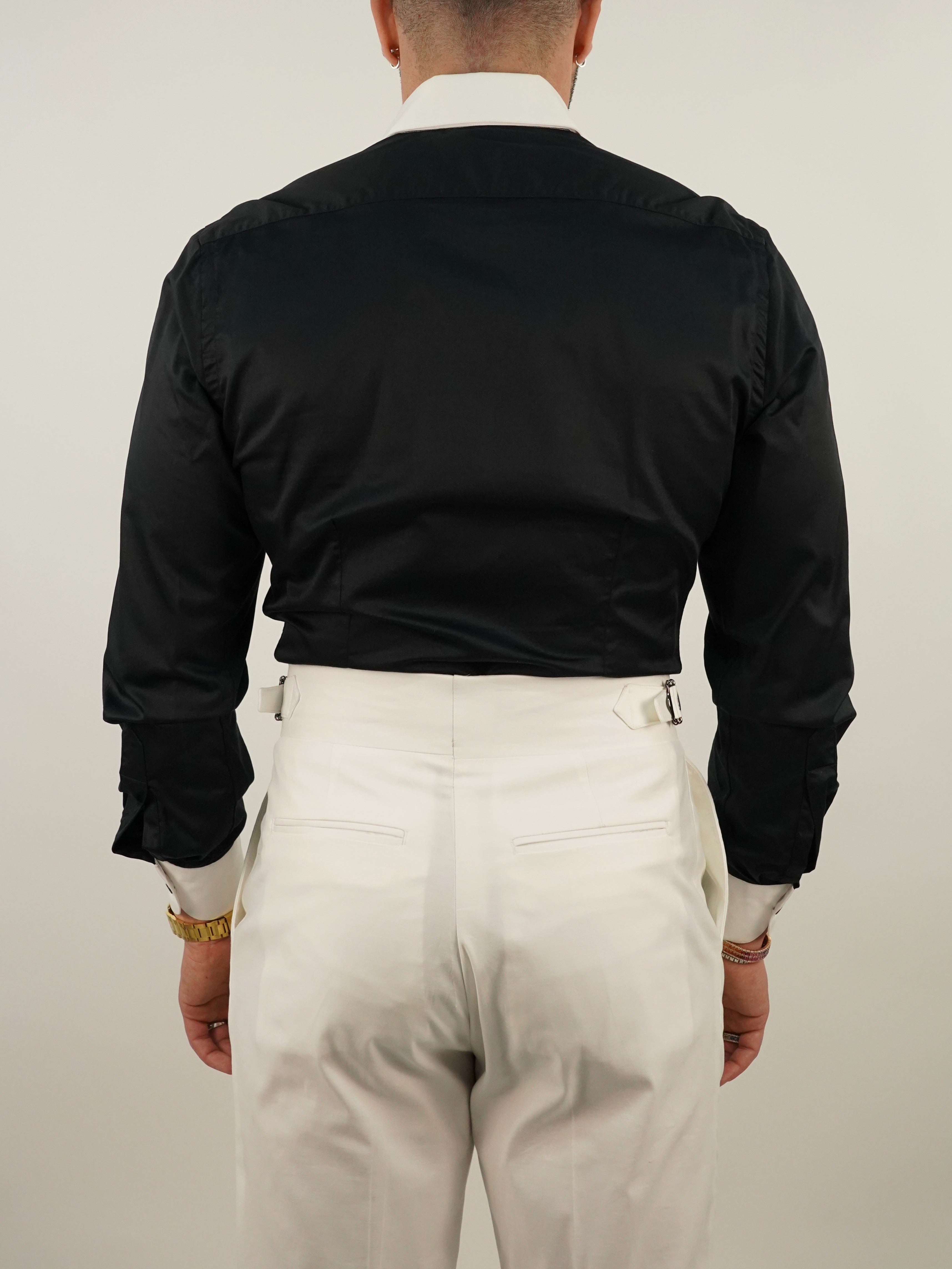 Camicia collo club fondo nero