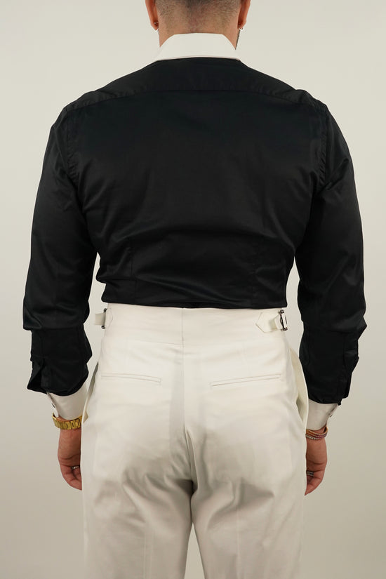 Camicia collo club fondo nero