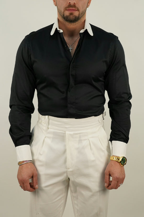 Camicia collo club fondo nero