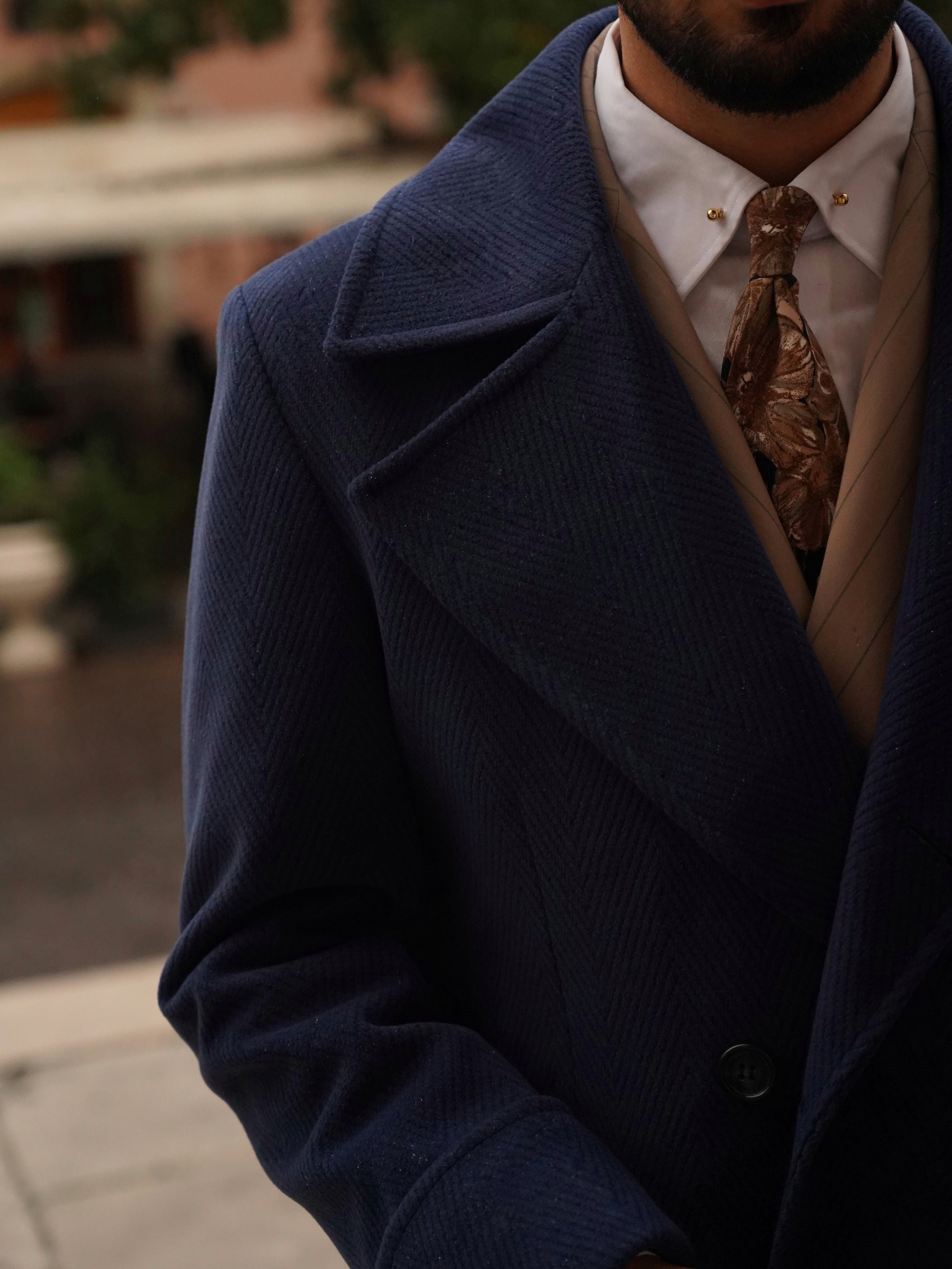 Cappotto Chesterfield Spigato Zaffiro