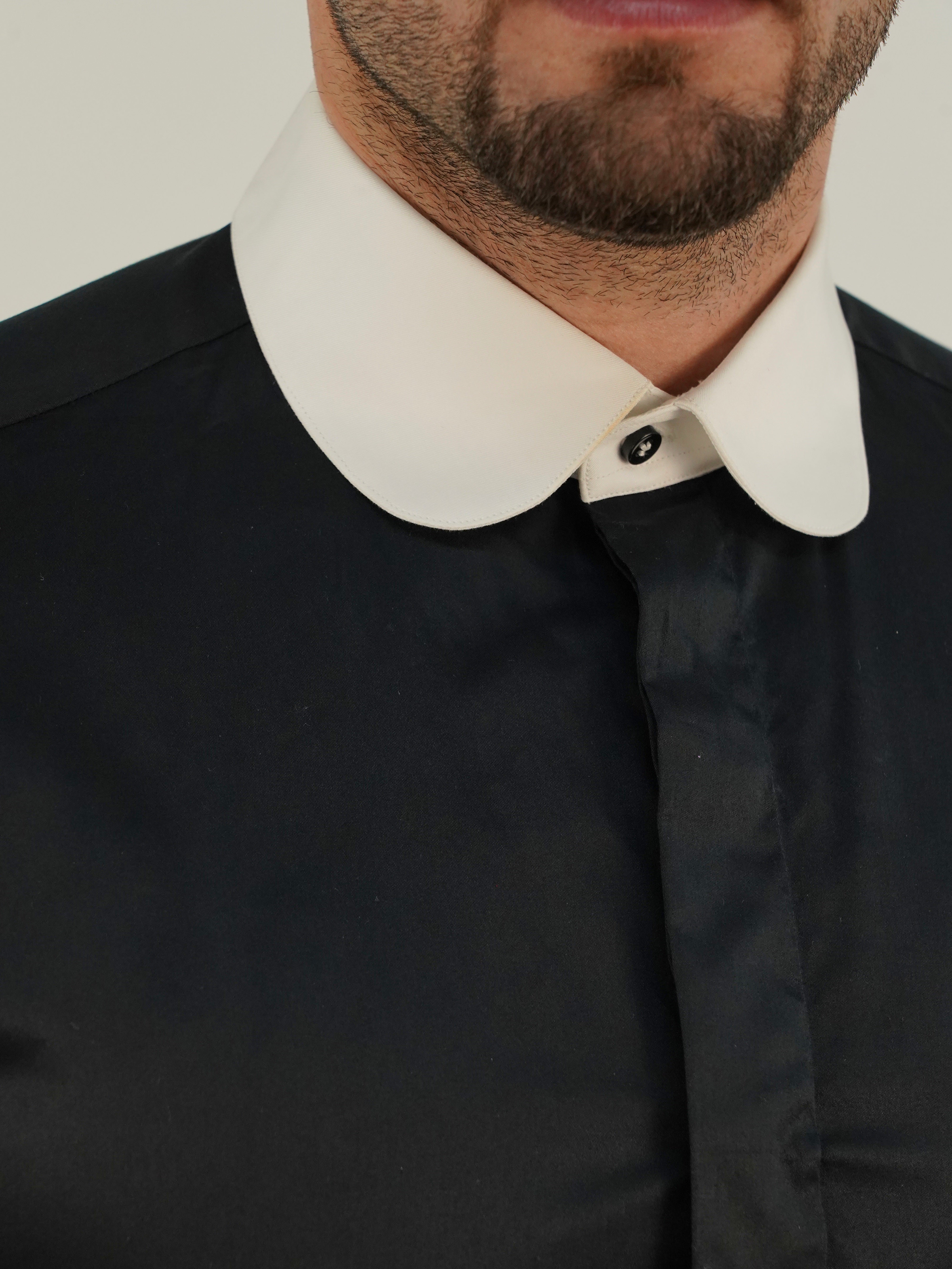 Camicia collo club fondo nero