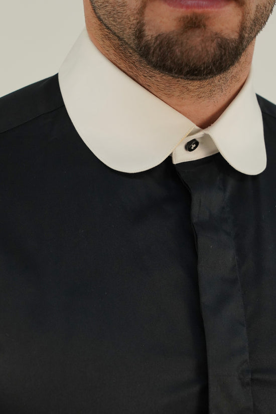 Camicia collo club fondo nero