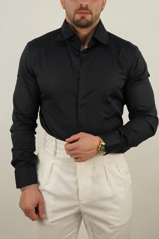 Camicia collo club Nera
