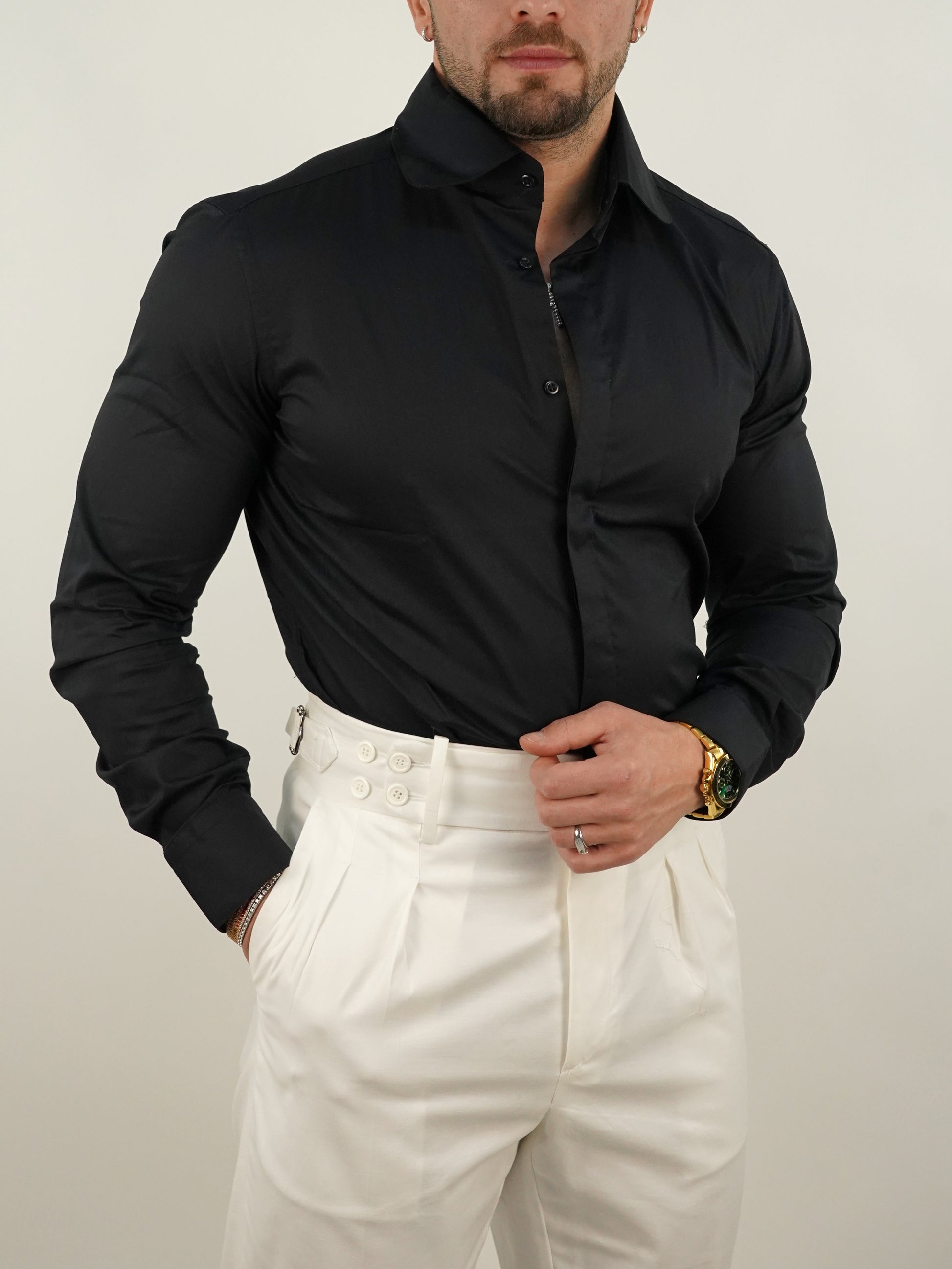 Camicia collo club Nera